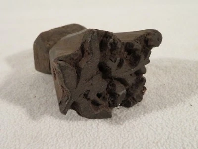 Folk Art Hand Carved Wood Textile Stamp Block Print Botanical ~ Leaves & Flowers - Image 1 of 3