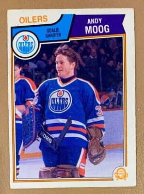 1983-84 O-PEE-CHEE ANDY MOOG NHL HOCKEY CARD #40 EDMONTON OILERS STAR GOALIE - Image 1 of 2