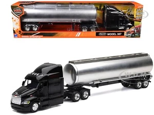 PETERBILT 387 TRUCK BLACK W/TANKER TRAILER 1/43 DIECAST BY NEW RAY SS-15433 - Picture 1 of 3