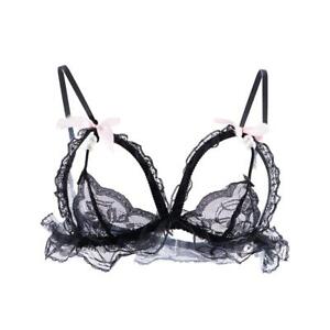 Bow See Through Pearl Bra and Panties Sexy Lingerie Set Push Up Bra Set Lace