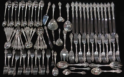 JUEGO COMPLETO GORHAM LA SCALA 88 piezas PLATA ESTERLINA CON 15 MEJORES PIEZAS PARA SERVIR Foto 1 de 4