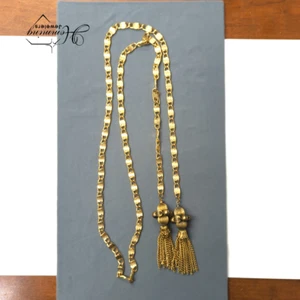Vintage Gold tone Chain tassel Lariat Necklace Belt, 98.6 g, 42.75 inches long - Picture 1 of 7