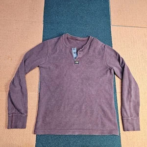 SuperDry Shirt Mens Medium Red Henley Long Sleeve Cotton Adult Grandad V2 - Picture 1 of 8