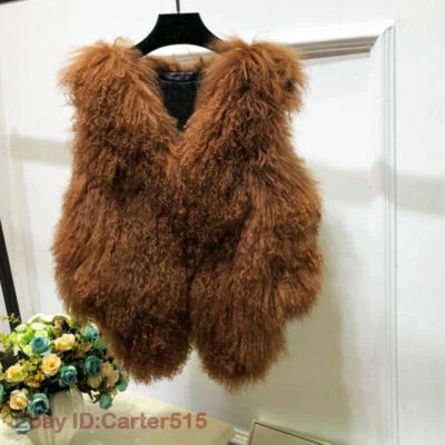 Abrigo de piel de oveja 100 % real genuino de piel pura informal chaleco corto chaleco talla grande Foto 1 de 4