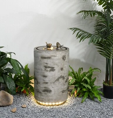 Bird Bath Water Fountain Outdoor W/LEDs Natural Rock Feature Modern Style - Image 1 of 4