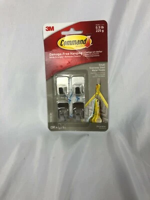3M Command Damage-Free Hanging (Holds strongly-Removes Cleanly)Small Metal Hooks - Image 1 of 2