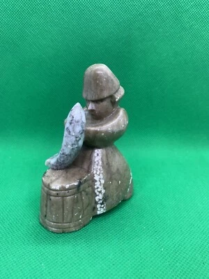 Antique Fisherman Statue Hand Carved Soap stone Figurine Figure - Image 1 of 4