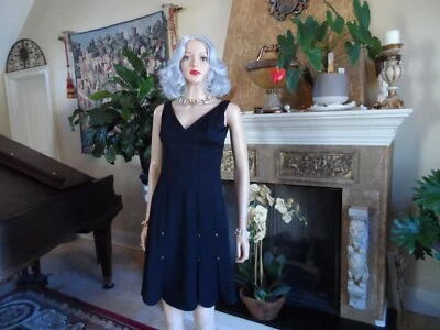 Vestido Rojo Valentino Negro Sarga Lana con Detalle Dobladillo Vieira Talla IT 40 US 2 Foto 1 de 4