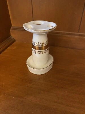 Винтажный фарфоровый держатель для зубной щетки с цветочной ручной росписью с золотой отделкой - Изображение 1 из 4