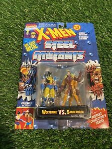 1994 X-MEN Steel Mutants Wolverine Vs Sabretooth Action Figures NEW  Die Cast