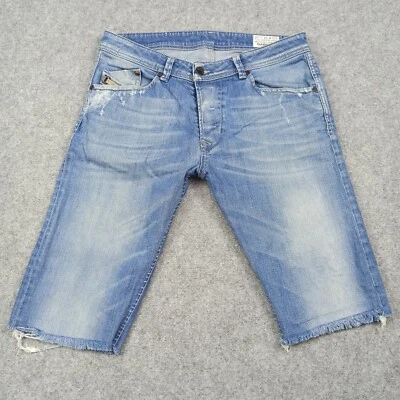 Diesel DARRON Mens Shorts Size W31 Cut-Off Jeans Regular Slim Bermuda Distressed - Image 1 of 4