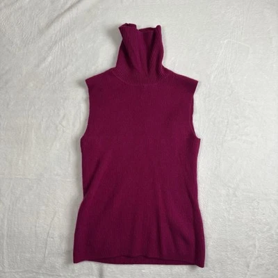 Suéter De Colección Bloomingdale's Rosa Sin Mangas Cuello Alto Acanalado Cachemira Para Mujer M Foto 1 de 4