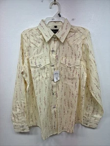 New Kids White Horse Floral Long Sleeve Pearl Snap Large MM-6 - Picture 1 of 12