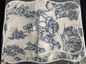 D Porthault Paris Pastorale Blue White Two Piece Cotton Placemat Set NEW NWT - Picture 1 of 3
