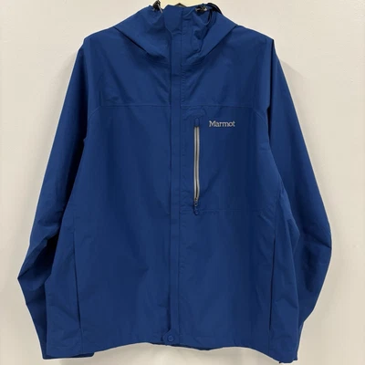 Marmot Men’s Hooded Minimalist Windproof Gore-tech Rain Coat - Blue - Image 1 of 4