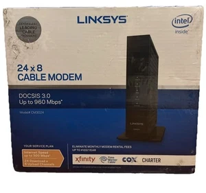 Linksys 24x8 Cable Modem CM3024 Intel Inside 960 Mbps Bonus Coax Cable NEW - Picture 1 of 5