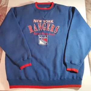 Sudadera atlética cuello redondo con logotipo de los Rangers de Nueva York XL azul bordada  - Imagen 1 de 11