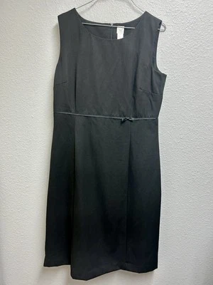 Garnet hill black sheath Dress womens size 14 100% wool bow accent sleeveless - Image 1 of 4