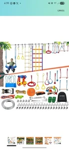 2 x 65 pies Ninja Warrior carrera de obstáculos para niños patio trasero exterior 14 piezas holgado - Imagen 1 de 6