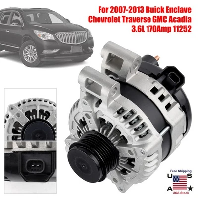 Alternador 170 amperios apto para Buick Enclave Chevrolet Traverse GMC Acadia 2007-2013 3,6 L Foto 1 de 4