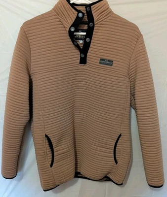 Simply Southern Women’s 1/4 Snap Ribbed Pullover Sweatshirt Size M Tan Brown - Image 1 of 3
