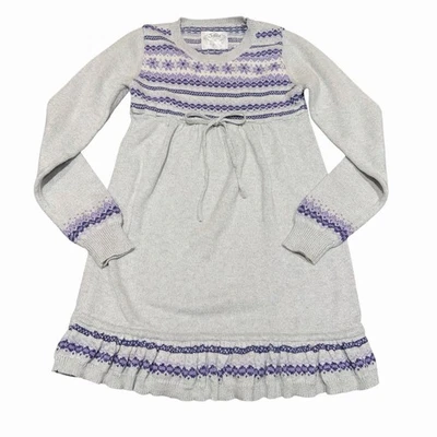 Vestido Suéter Nórdico Justice Girls Talla 14 Púrpura Lt Gris Plateado Metálico Fair Isle Foto 1 de 4