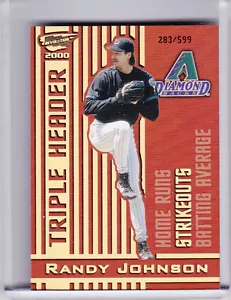 2000 PACIFIC REVOLUTION #21 RANDY JOHNSON TRIPLE HEADER ARIZONA D-BACKS 283/599 - Picture 1 of 1
