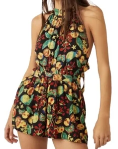 Free People Women’s Coral Tides Romper Sleeveless Black Combo Size Medium New 98 - Picture 1 of 8