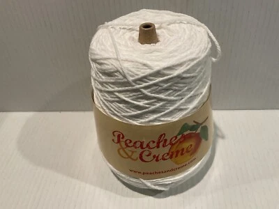 New 14 Oz Cone Peaches & Creme Yarn 100% Cotton White 4 ply - Image 1 of 4