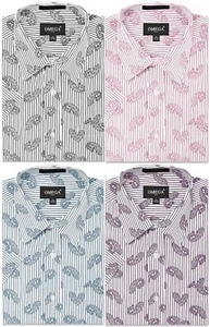 Men's Regular-Fit Paisley Pattern Color Short Sleeve Dress Shirt(S~2XL), 4Colors - Picture 1 of 9