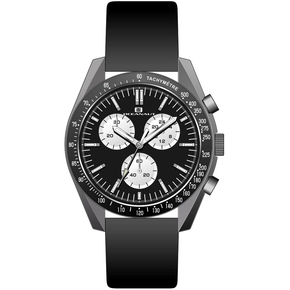 Oceanaut Reloj Hombre Órbita Cuarzo Gunmetal Estuche Esfera Negra Correa Cuero OC7581 Foto 1 de 1
