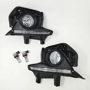 For 2014-2016 TY Highlander Clear LED Fog Lights Set w/ White Amber DRL Bezel - Picture 1 of 15