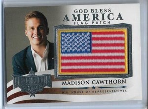 RARE 2020 DECISION ~ MADISON CAWTHORN GOD BLESS AMERICA FLAG CARD #GBA-75