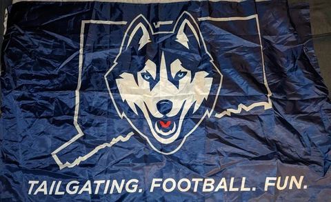 UCONN HUSKIES FOOTBALL FLAG LARGE TAILGATING FOOTBALL FUN SIZE 36" by 60" Cover