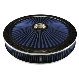 Extraflow Blue Chrome Air Filter Cleaner 14"x 2" Holley 5-1/8" Recessed Base - Picture 1 of 2