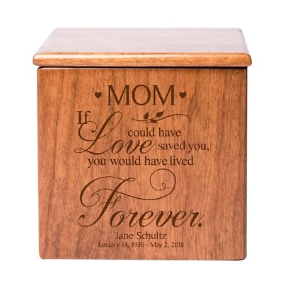 LIFESONG MILESTONES Custom Engraved Funeral Cremation Urn Box for Human Ashes 4.5" Mom If Love Could