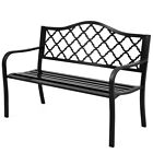 50" Patio Garden Bench Loveseats Park Yard Furniture Decor Cast Iron Frame Black