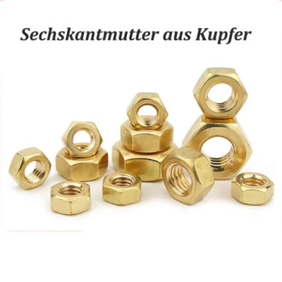 Sechskantmuttern M1.4 M1.6 M2.5 M3 M5 M10 M20 M24 DIN 934 Messing Kupfer Mutter - Bild 1 von 4