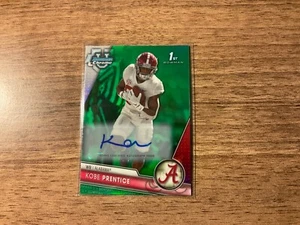 2023 Bowman Chrome U Football Kobe Prentice Green Refractor Auto 80/99 Alabama - Picture 1 of 2