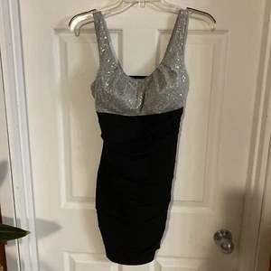 Ruby Rox Dress Women’s Size Small Bodycon Sequins Silver Black Scoop Neck  - Picture 1 of 11
