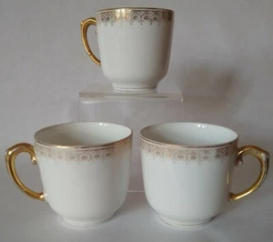3 Vintage Bernardaud & Co France or B & Co Limoges Gold Demitasse Cups - Picture 1 of 8