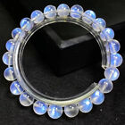 8.2mm Natural Strong Blue Light Moonstone Crystal Clear Beads Bracelet AAA