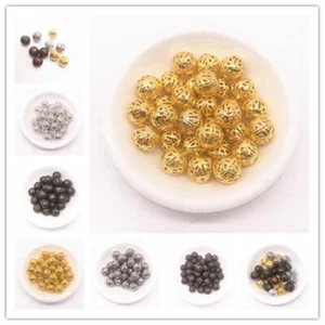 Hollow Ball Metal Beads - 4-10mm Filigree Spacer Bead DIY Jewelry Making Charms - Picture 1 of 30