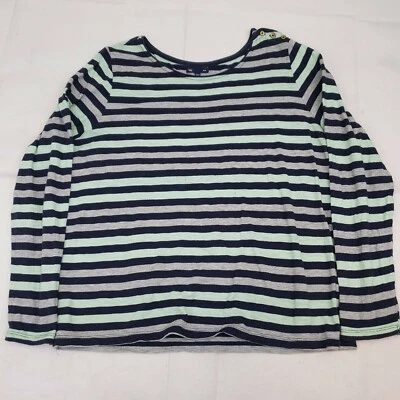 GAP женский размер XL синий/зеленый в полоску длинным рукавом 3 кнопки на плече B3-114 - Изображение 1 из 4