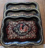 Details about / Lot 4 Vintage Mid Century Peacock Tin Metal Tip Change Trays 7/" X 5/"