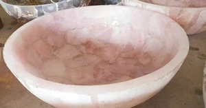 Round Marble Decorative Sink Rose Quartz Epoxy Art Accessories Vessel for Home - Picture 1 of 4