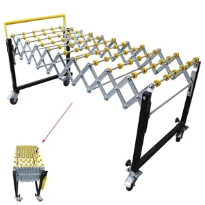 Portable Flexible Expandable Roller Conveyor ABS Skate Wheels 15.7"-59"L 23.6"W - Picture 1 of 24