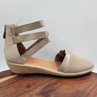 Босоножки Gentle Souls Beth женские 9,5 серо-бежевые нубук эспадриллированные на танкетке на молнии - Изображение 1 из 4