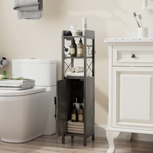 Toilet Paper Holder Stand Small Bathroom Storage Cabinet for Restroom Tiny Space - Picture 1 of 21