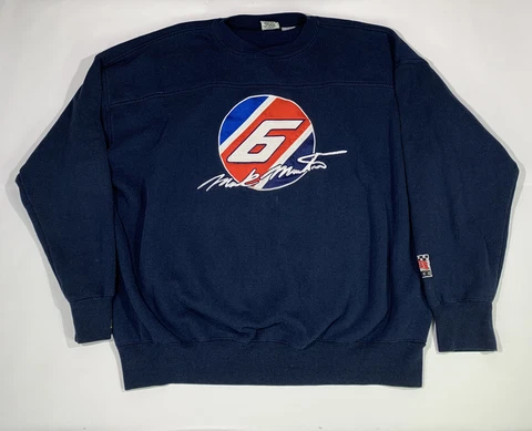 VTG Nutmeg Mark Martin #6 Nascar Navy Sweatshirt Crewneck Embroidered Mens XXL Cover